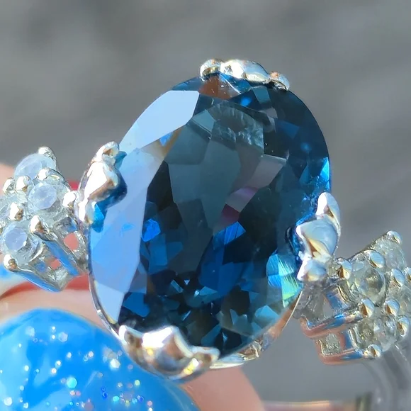 925 Sterling Silver London Blue Topaz Designer Signed RSI Size 10 Ring Thailand - Picture 7 of 16